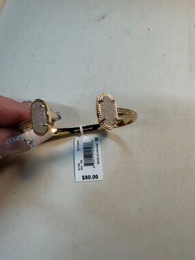 Kendra Scott Gold White Druzy Open Cuff Bracelet